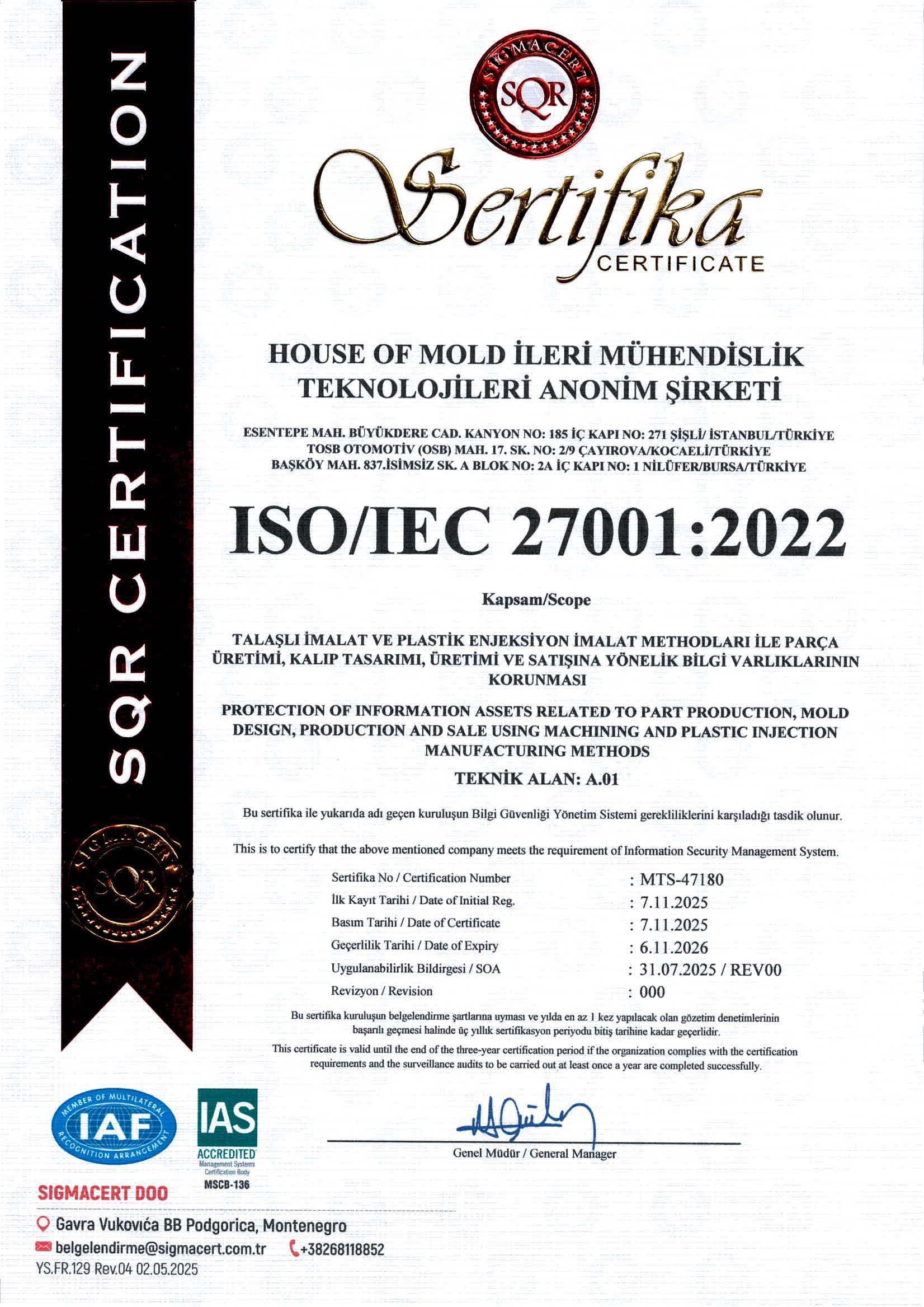 ISO 27001 Certificate