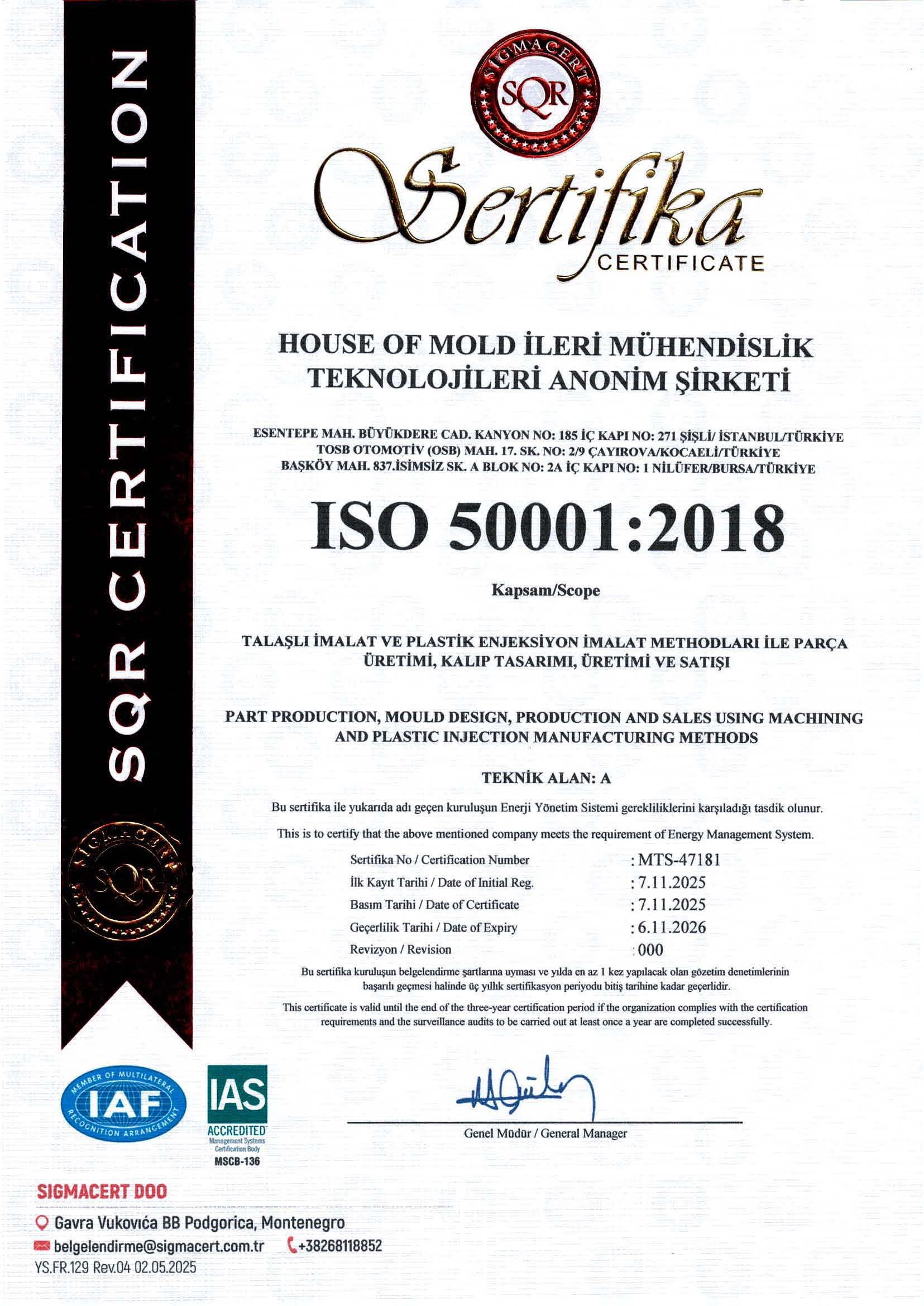 ISO 50001 Certificate