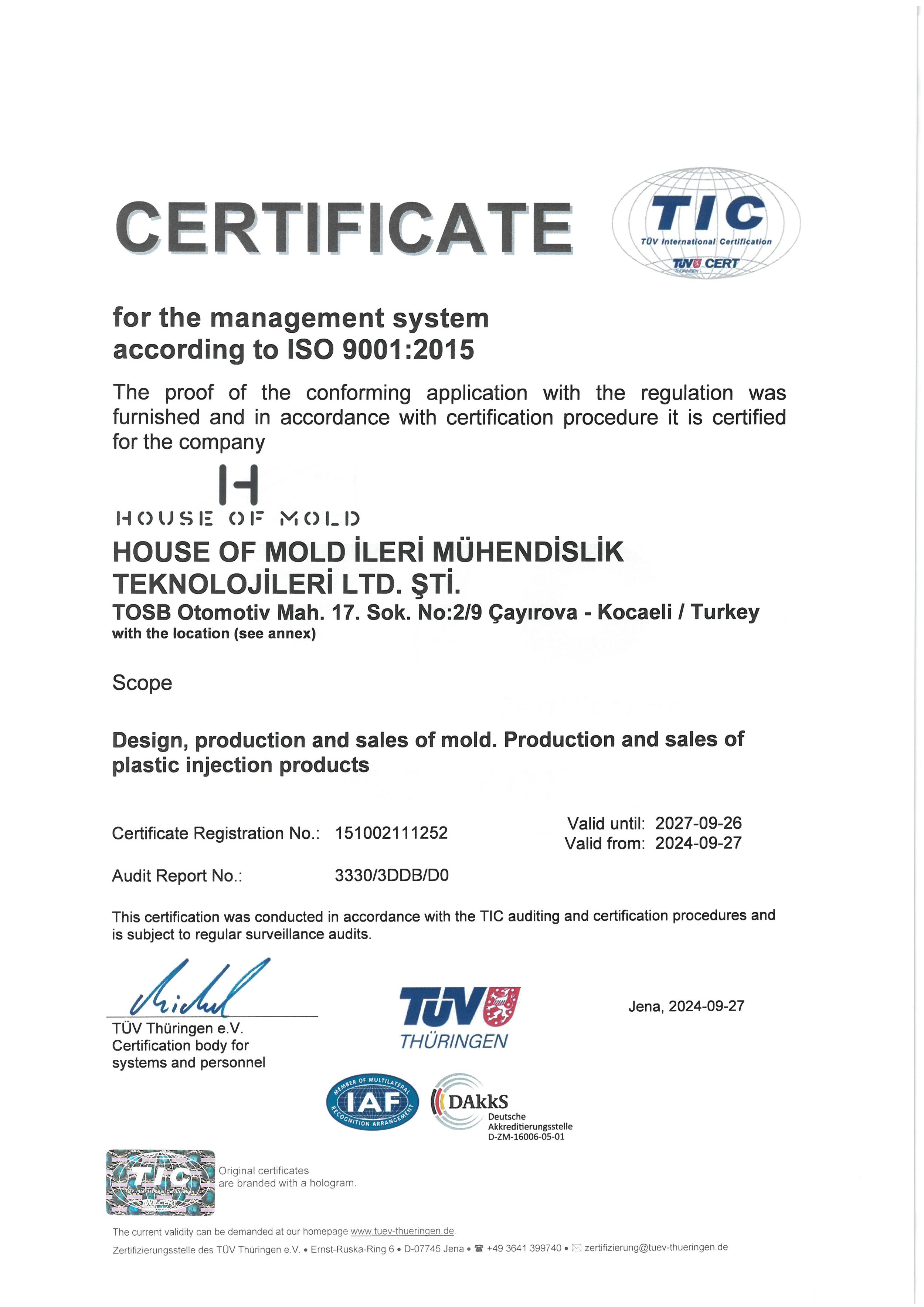 ISO 9001 Certificate